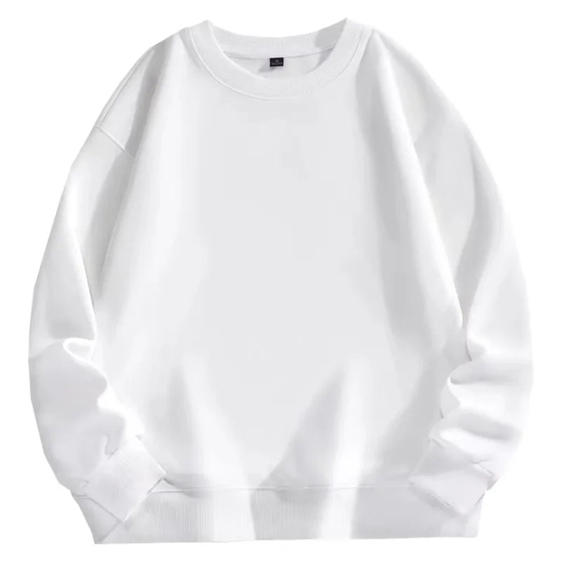Trendy Unisex Round-Neck Sweatshirt, Solid Color, Comfortable Autumn Winter Hot-Selling Top