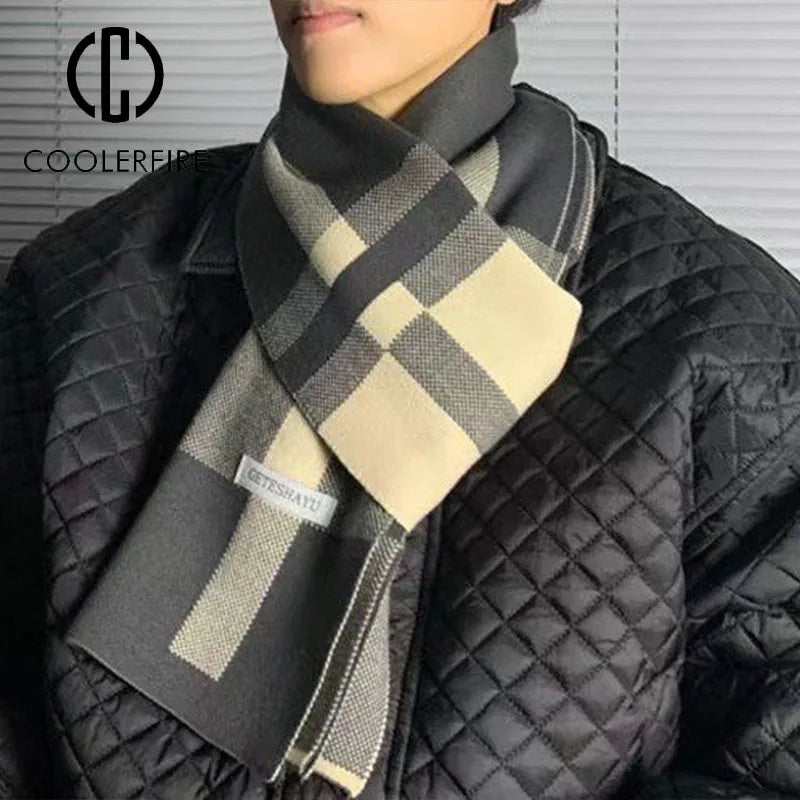 Men’s Winter Scarf – Warm Knit Patchwork Neckerchief & Shawl Wr