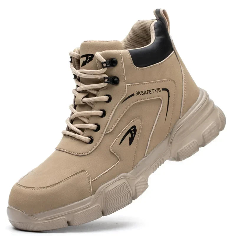 2024 Men’s Waterproof Steel Toe Work Boots Winter Safety Shoes Durable Ankle Labor Footwear