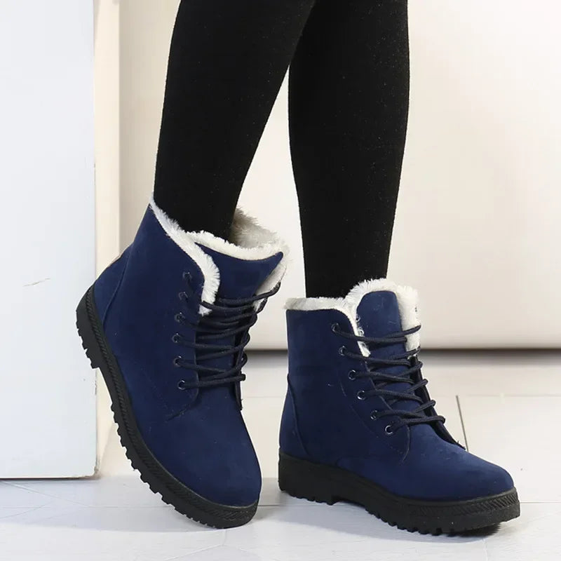Women’s Winter Ankle Boots, Fur-Lined Low Heel Snow Platform Booties 2