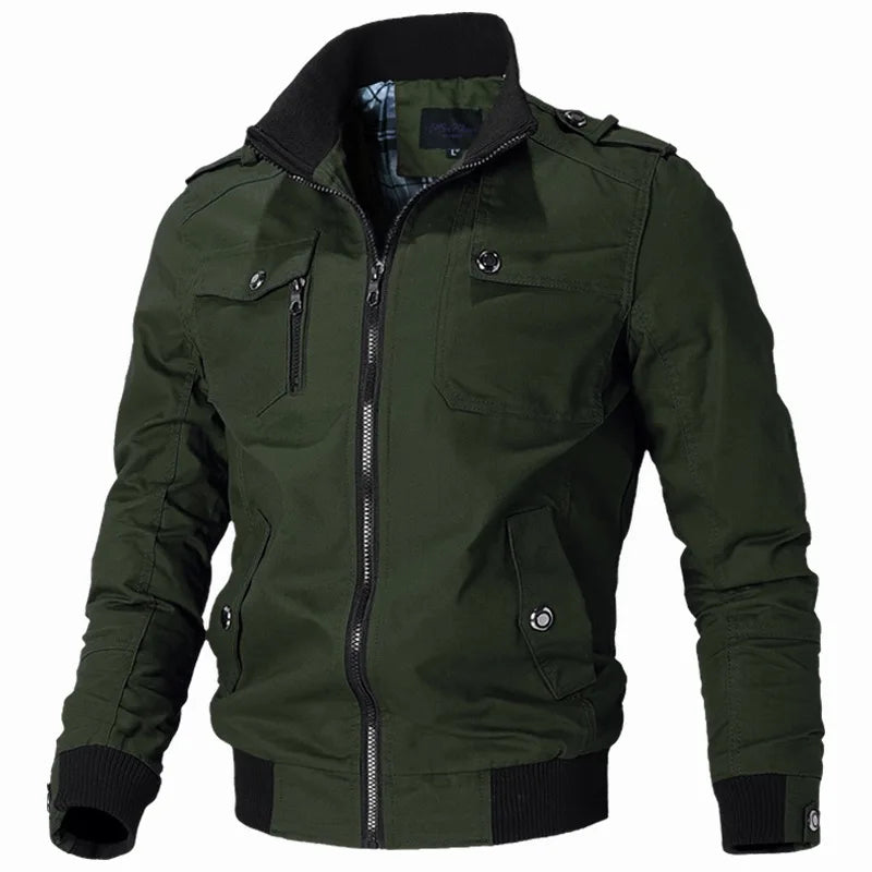 Men’s Tactical Military Pilot Jacket Casual Army Cotton Slim Fit Outdoor Coat