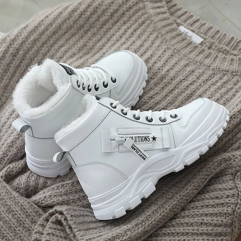 New Winter Women Lace-Up Snow Ankle Boots Waterproof Warm Platform Casual Sneakers