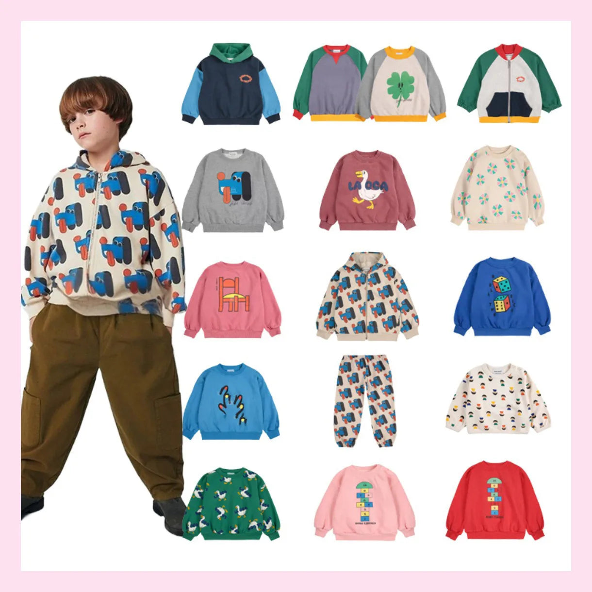 2025BC Kids Sweatshirt Autumn Winter Cotton Hoodie Cute Cartoon Print for Boys Girls