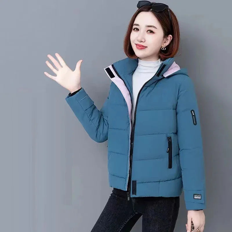 Women’s Thick Fleece Puffer Jacket, Hooded Short Down Parka Coat for Winter