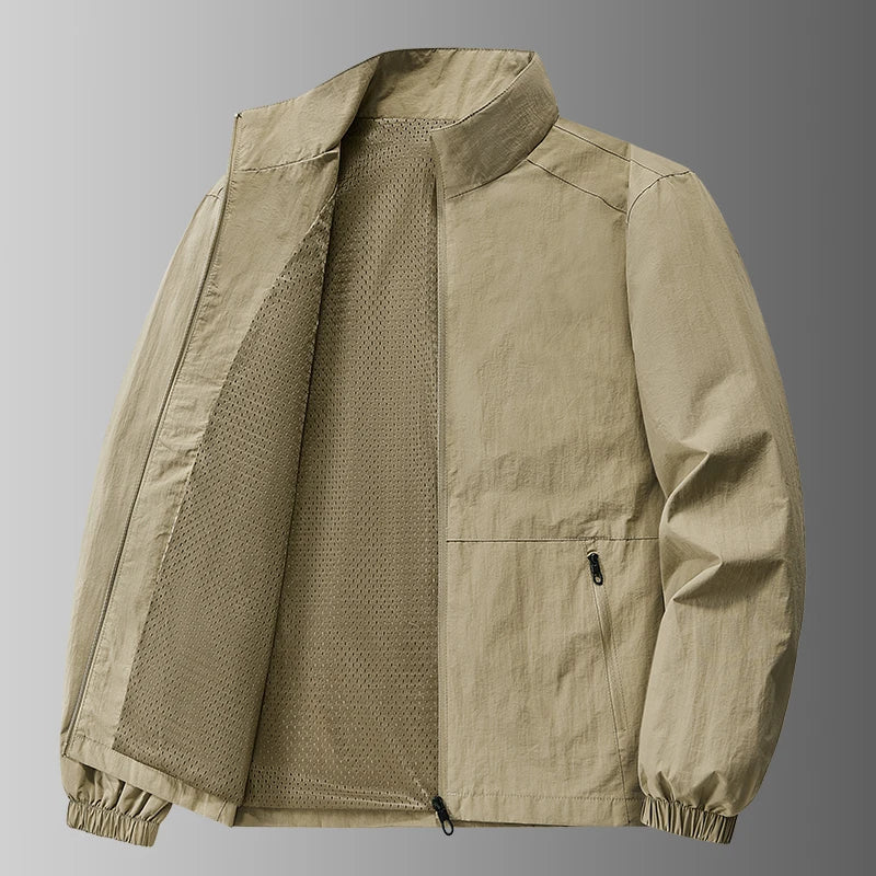 Men’s Autumn Breathable Jacket Korean Style Casual Outdoor Windbreaker Stand-Up Collar Coat