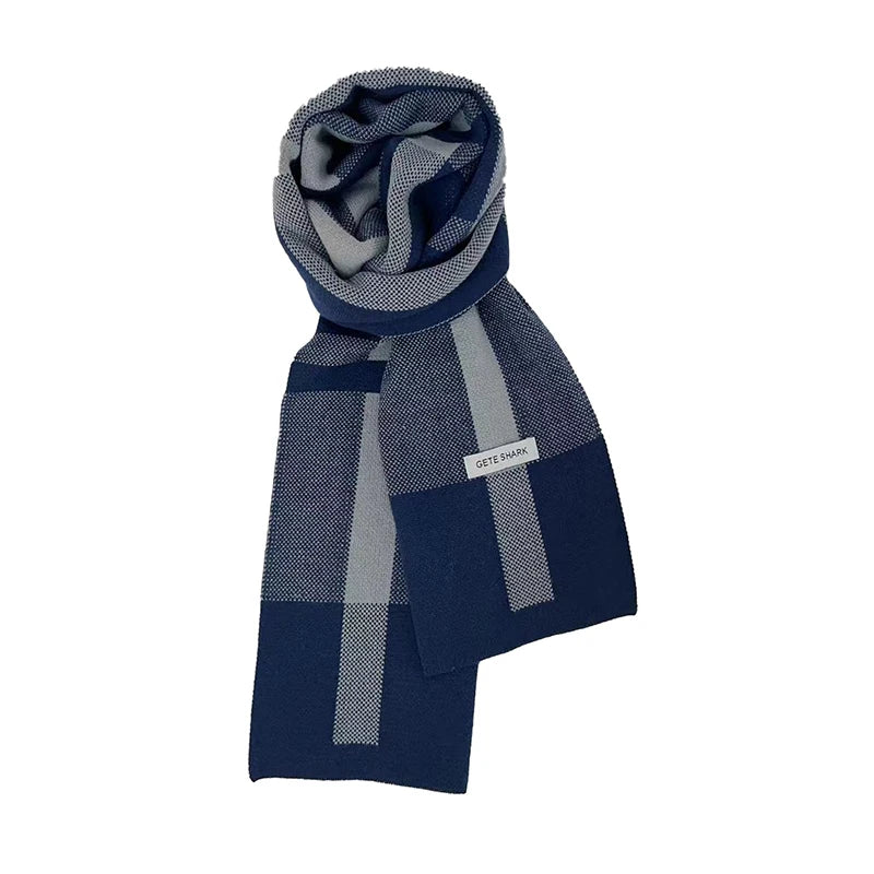 Men’s Winter Scarf – Warm Knit Patchwork Neckerchief & Shawl Wr