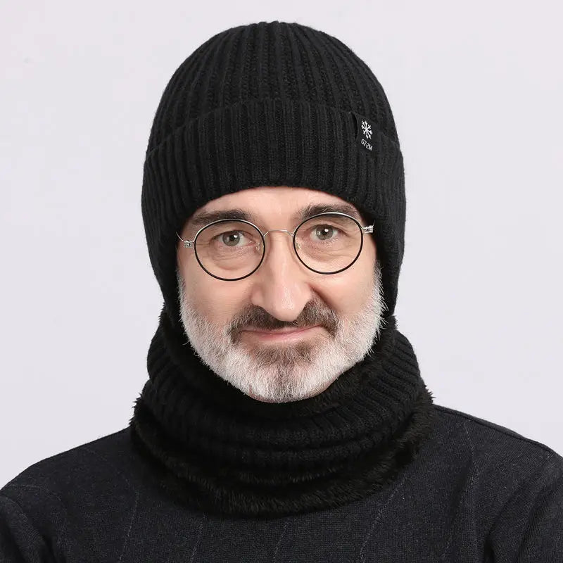 Men’s Winter Knitted Hat with Ear Protection – Warm Wool Beanie for Cold Weather