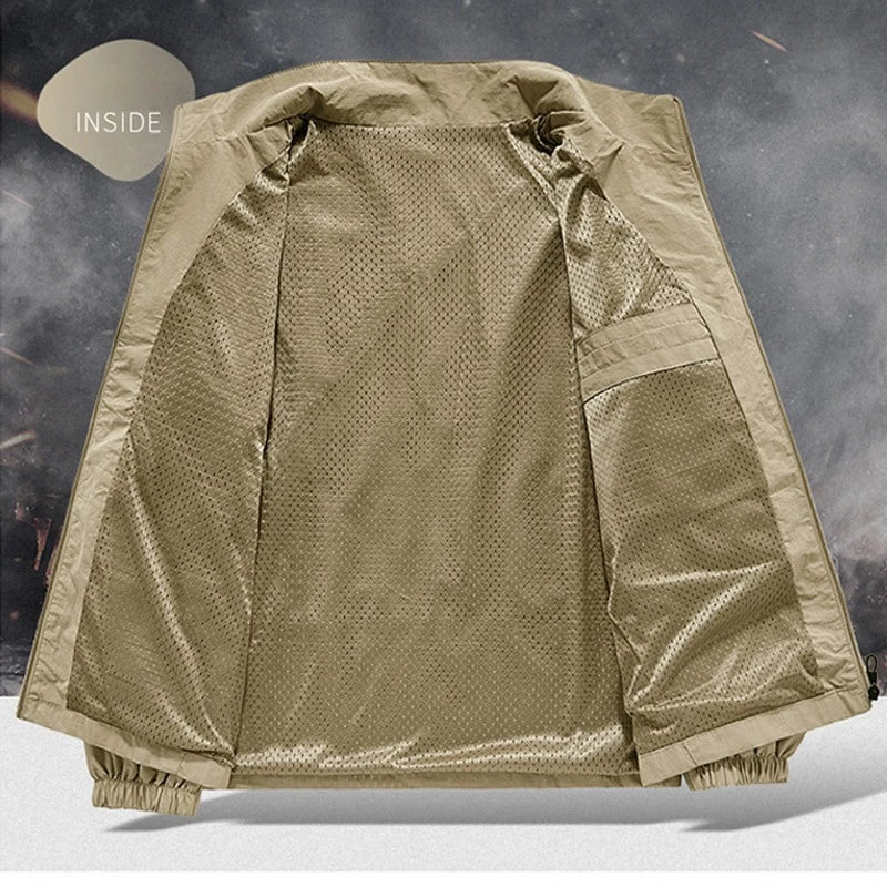 Men’s Autumn Breathable Jacket Korean Style Casual Outdoor Windbreaker Stand-Up Collar Coat