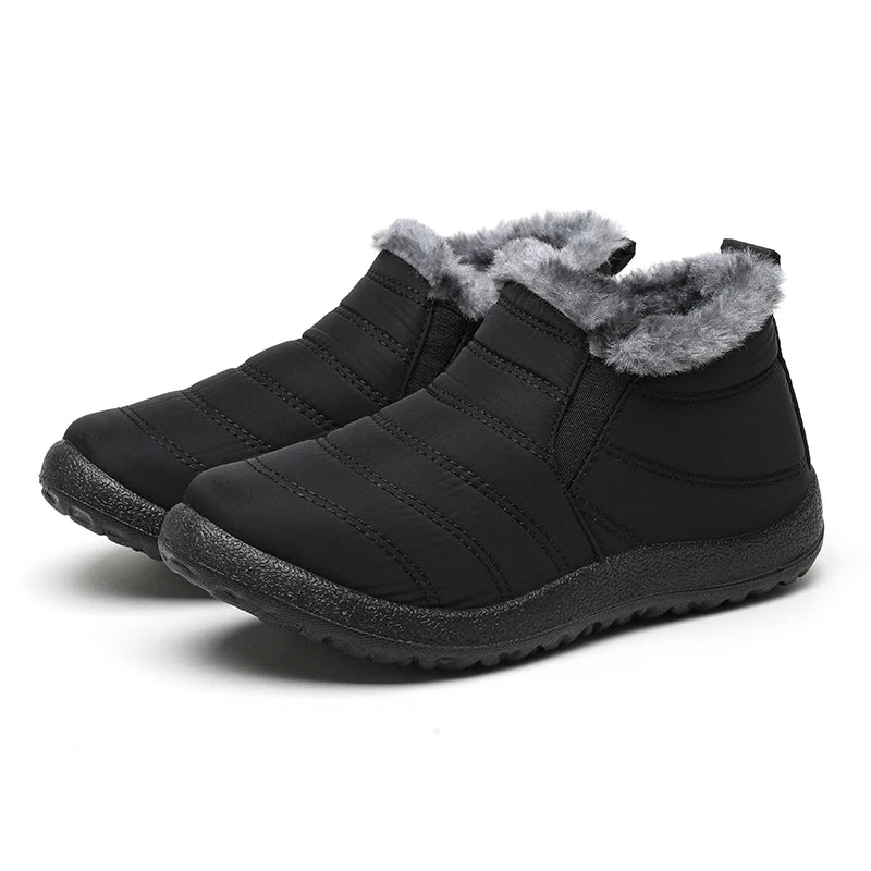 Men’s Winter Snow Boots Slip-On Plush Lined Waterproof Ankle Work Shoes