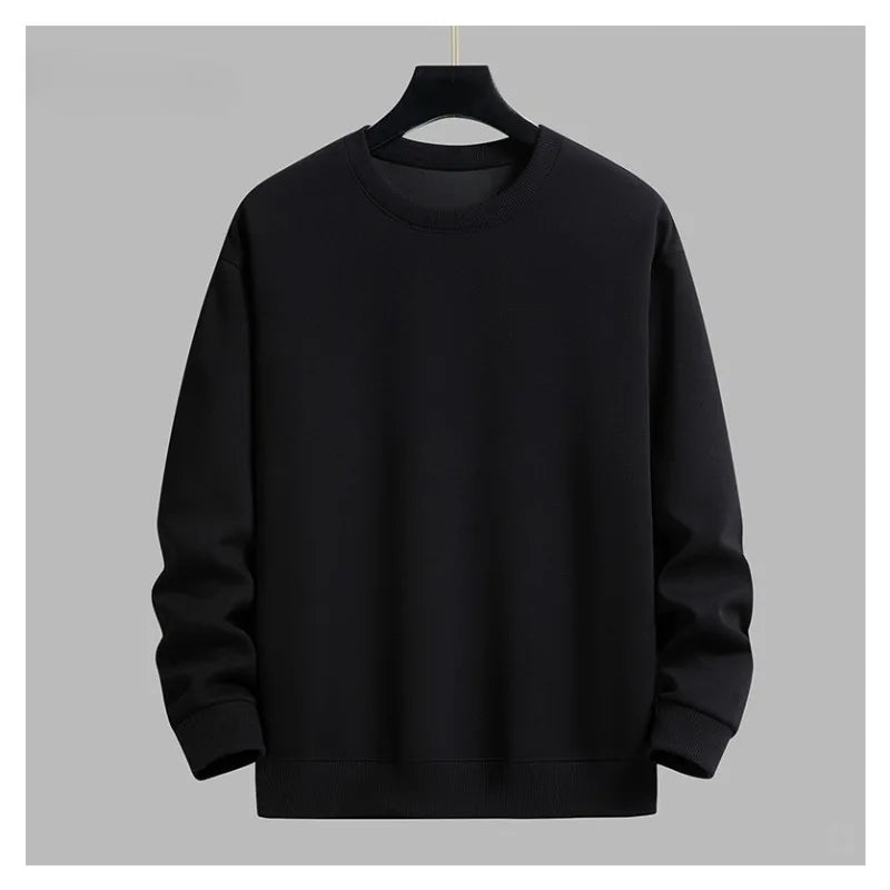 Trendy Unisex Round-Neck Sweatshirt, Solid Color, Comfortable Autumn Winter Hot-Selling Top