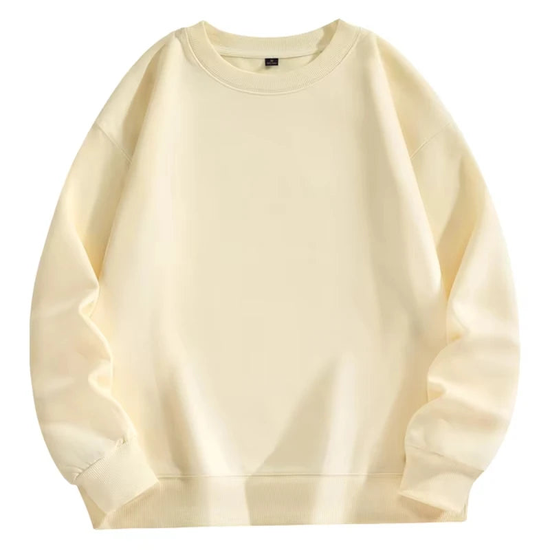 Trendy Unisex Round-Neck Sweatshirt, Solid Color, Comfortable Autumn Winter Hot-Selling Top
