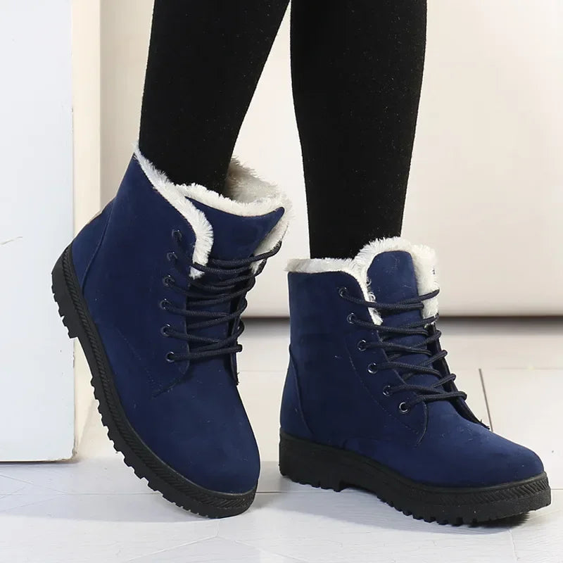 Women’s Winter Ankle Boots, Fur-Lined Low Heel Snow Platform Booties 2