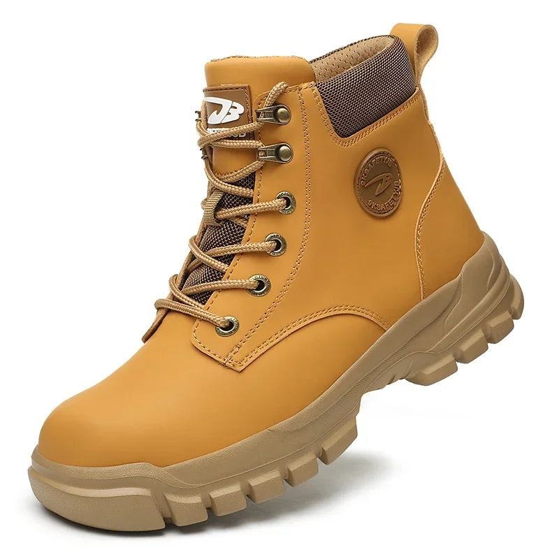 2024 Men’s Waterproof Steel Toe Work Boots Winter Safety Shoes Durable Ankle Labor Footwear