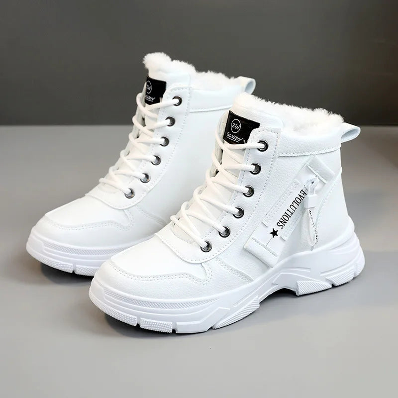 New Winter Women Lace-Up Snow Ankle Boots Waterproof Warm Platform Casual Sneakers