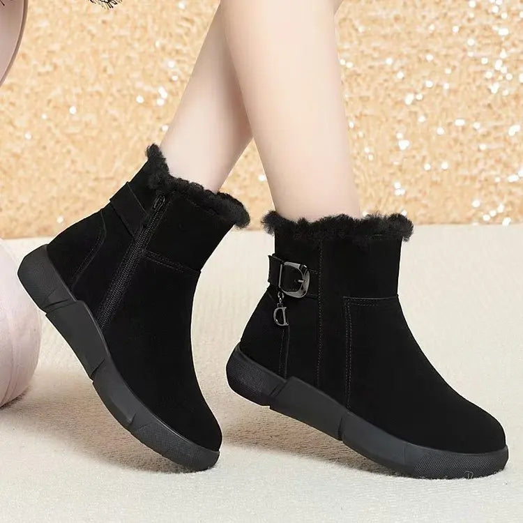 Women’s Winter Snow Boots 2025 Thick Warm Anti-Slip Short Cotton Shoes