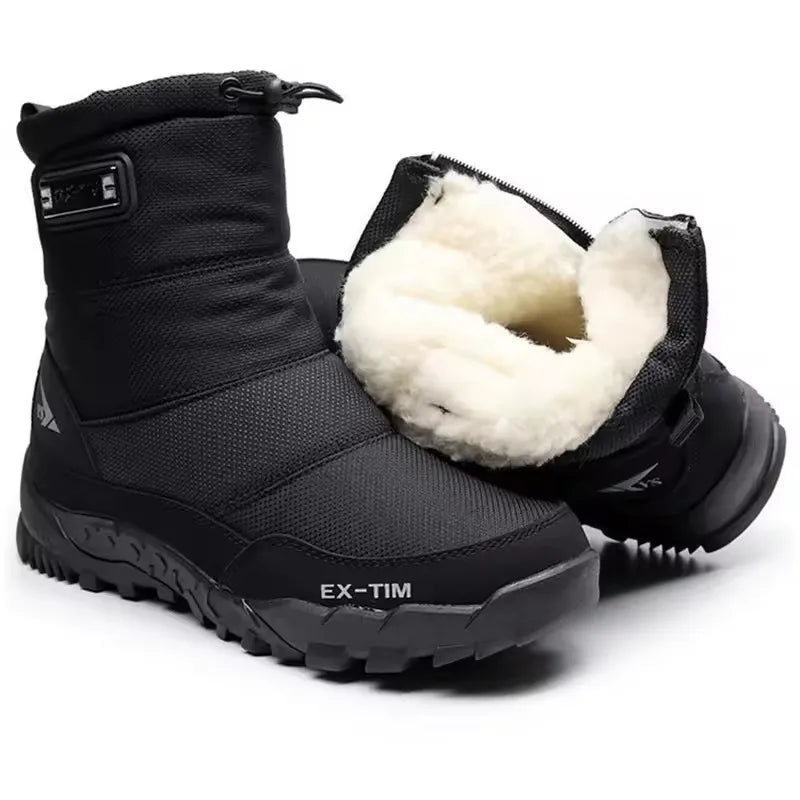 Unisex Winter Snow Boots, Waterproof Plush-Lined Anti-Slip Outdoor Cotton Ankle Shoes