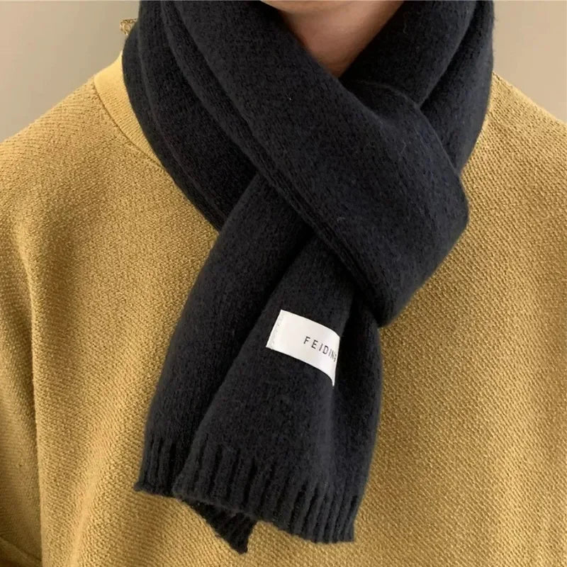 Unisex Winter Knitted Scarf – Warm Solid Color Neck Shawl Wrap
