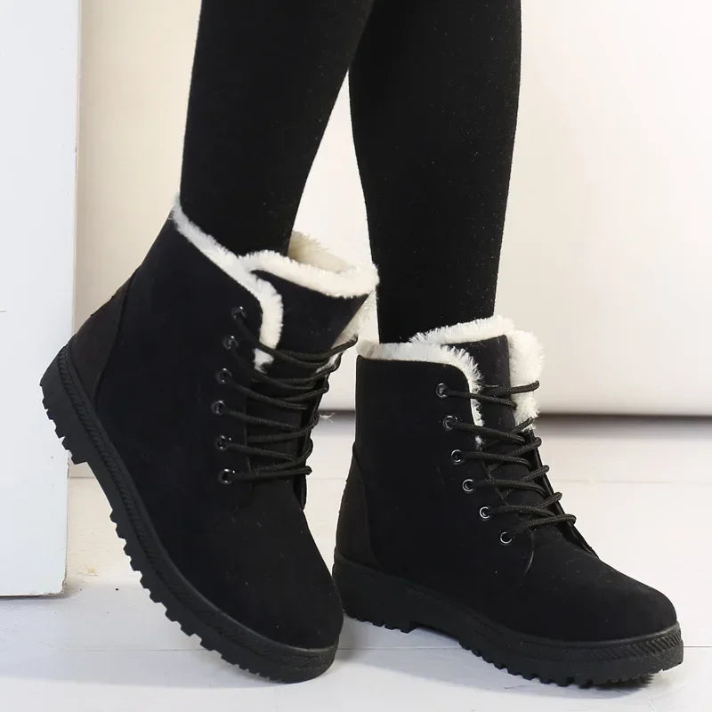 Women’s Winter Ankle Boots, Fur-Lined Low Heel Snow Platform Booties 2