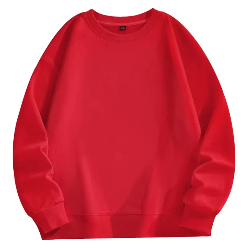 Trendy Unisex Round-Neck Sweatshirt, Solid Color, Comfortable Autumn Winter Hot-Selling Top
