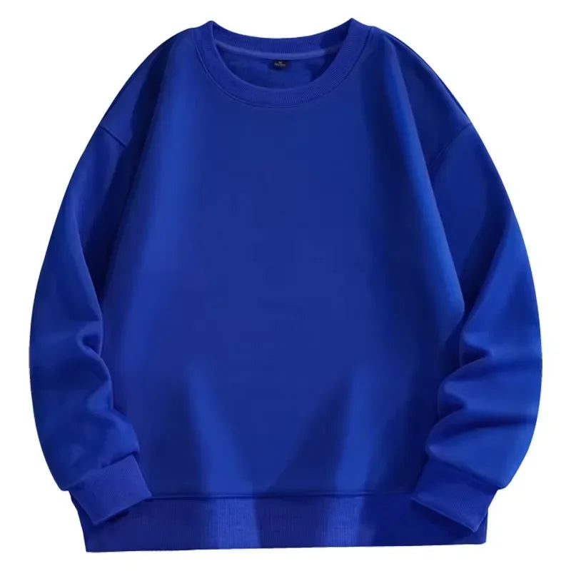 Trendy Unisex Round-Neck Sweatshirt, Solid Color, Comfortable Autumn Winter Hot-Selling Top