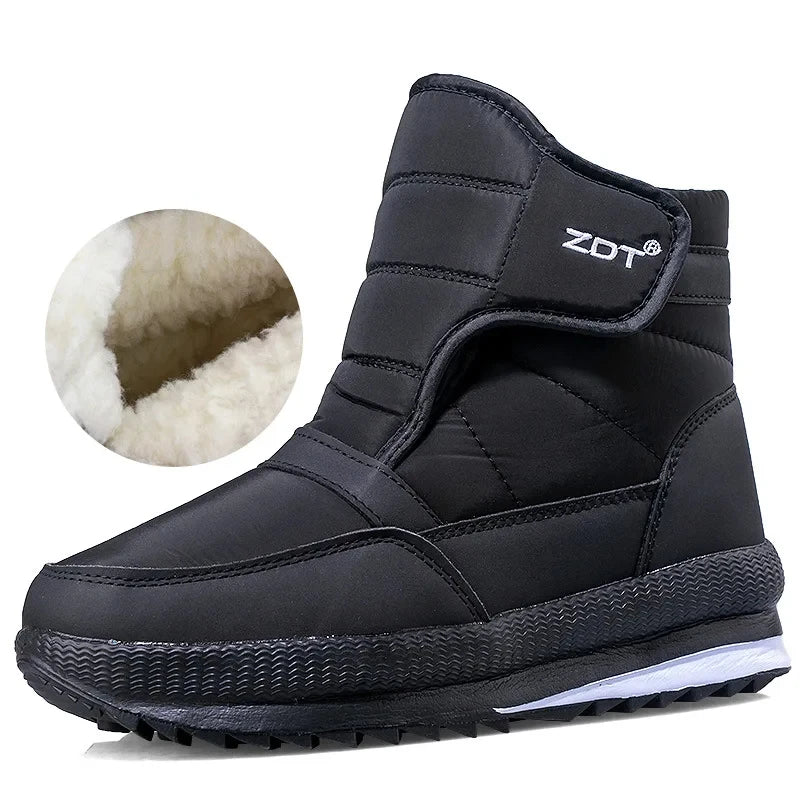 Men’s Winter High Boots, Zipper Snow Shoes Non-Slip Warm Velvet Outdoor Casual Footwear