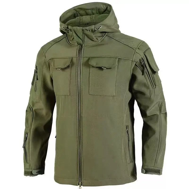 Men’s Winter Fleece Tactical Outdoor Jacket Hooded Warm Camping Hiking Hunting Coat