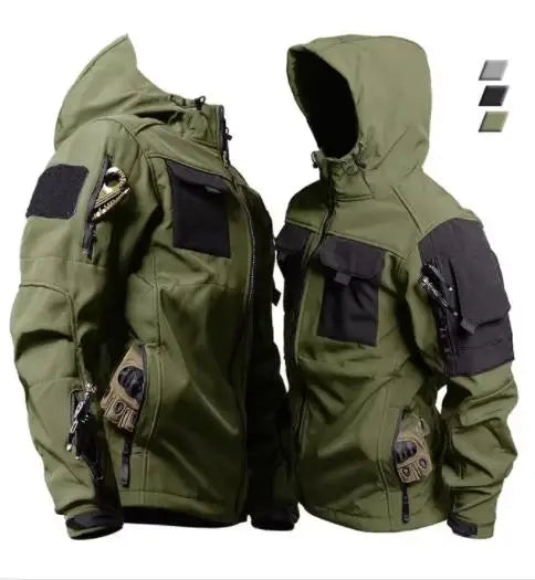 Men’s Tactical Softshell Jacket Waterproof Windproof Fleece Warm Army Coat