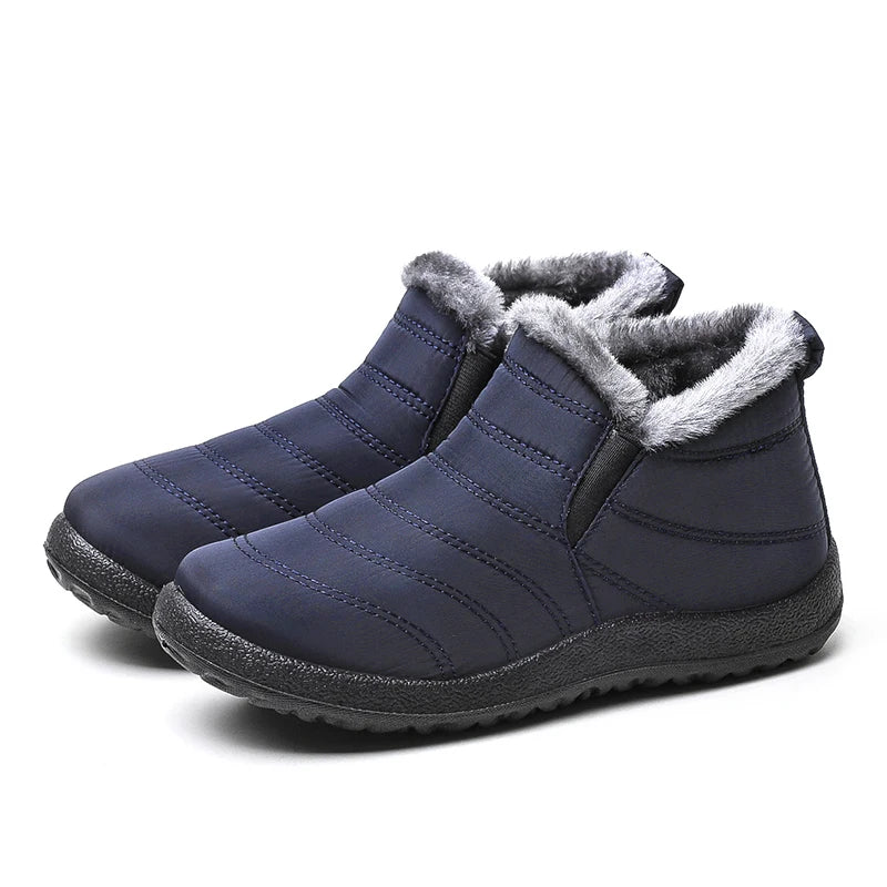 Men’s Winter Snow Boots Slip-On Plush Lined Waterproof Ankle Work Shoes