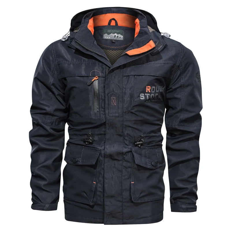 Men’s Hooded Outdoor Jacket Spring Autumn Windproof Casual Coat