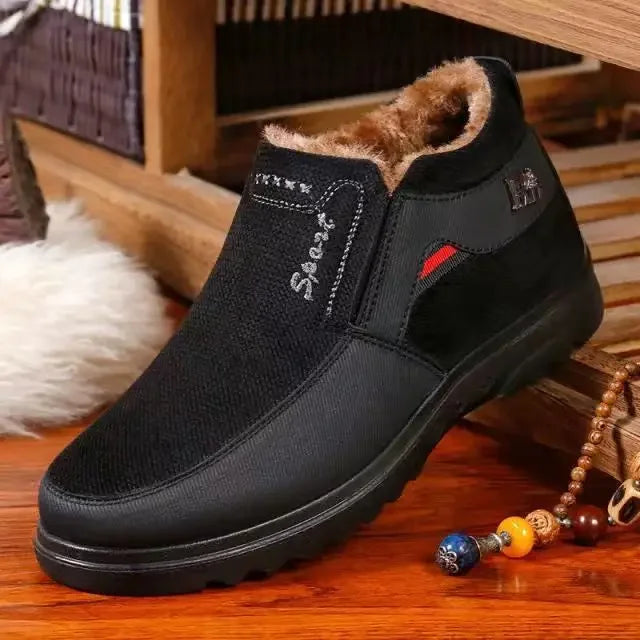 2024 Men’s Waterproof Winter Snow Boots Warm Fur Casual Anti-Slip Ankle Shoes