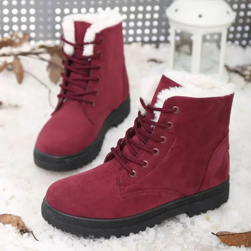 Women’s Winter Ankle Boots, Fur-Lined Low Heel Snow Platform Booties 2