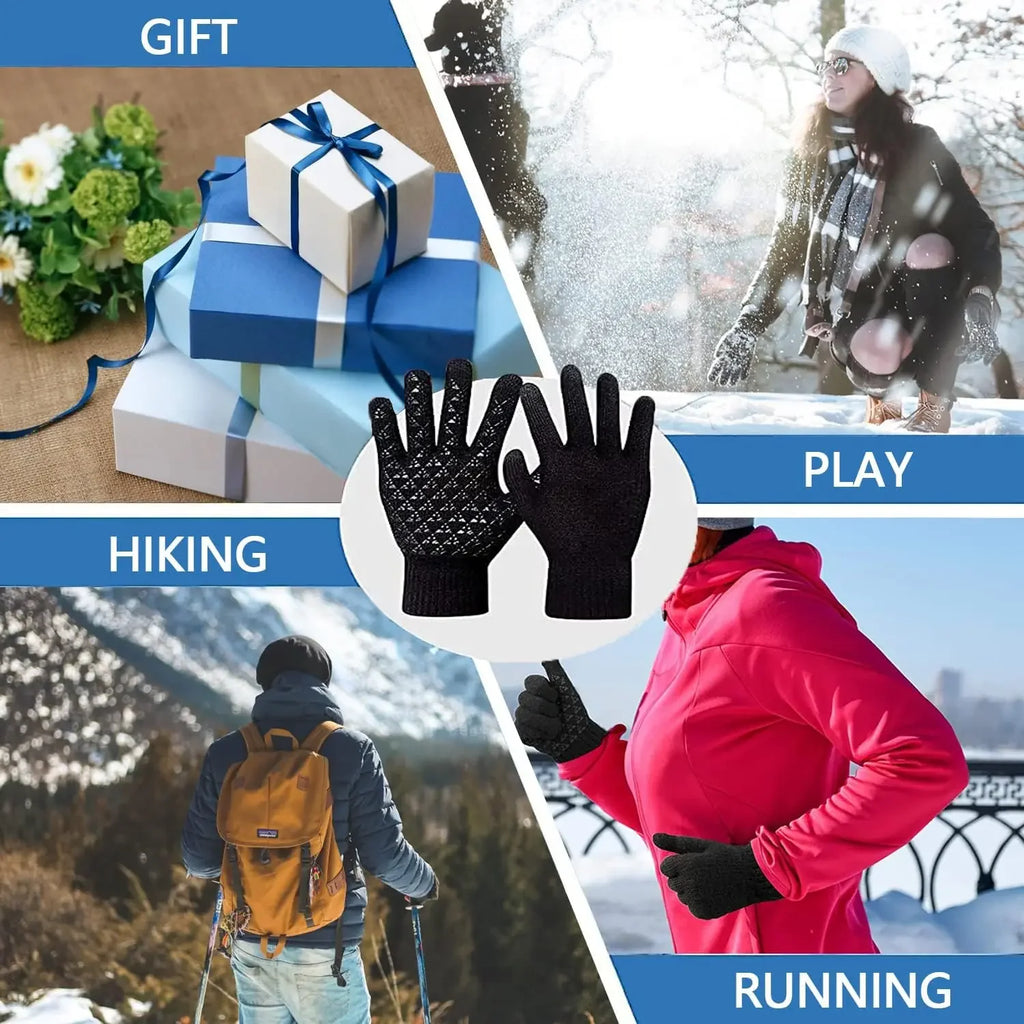 Unisex Winter Touchscreen Gloves – Warm, Knit, for Cycling, Running, and Driving
