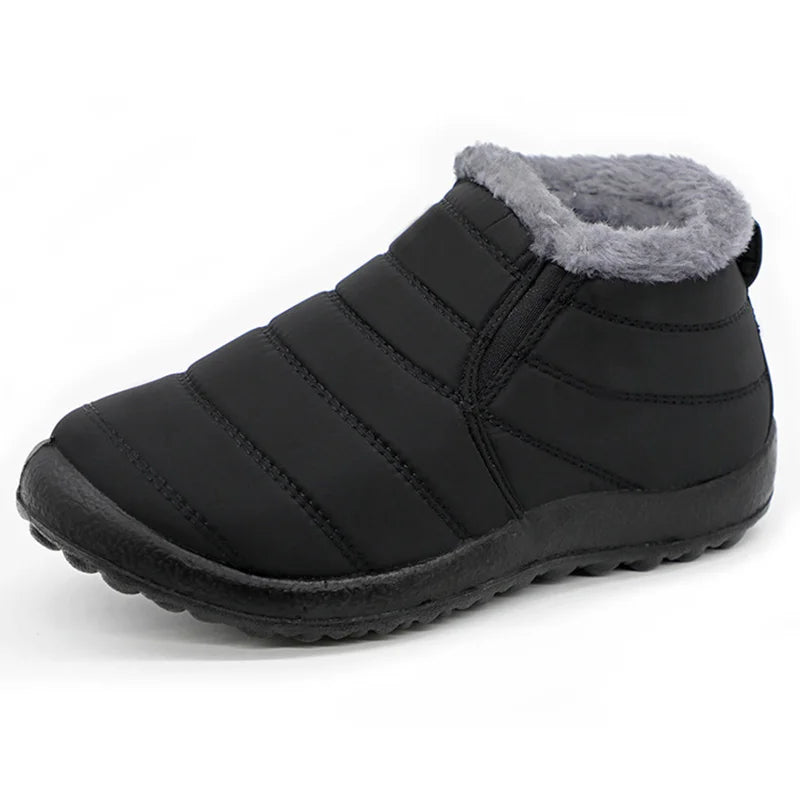 Men’s Winter Snow Boots Slip-On Plush Lined Waterproof Ankle Work Shoes