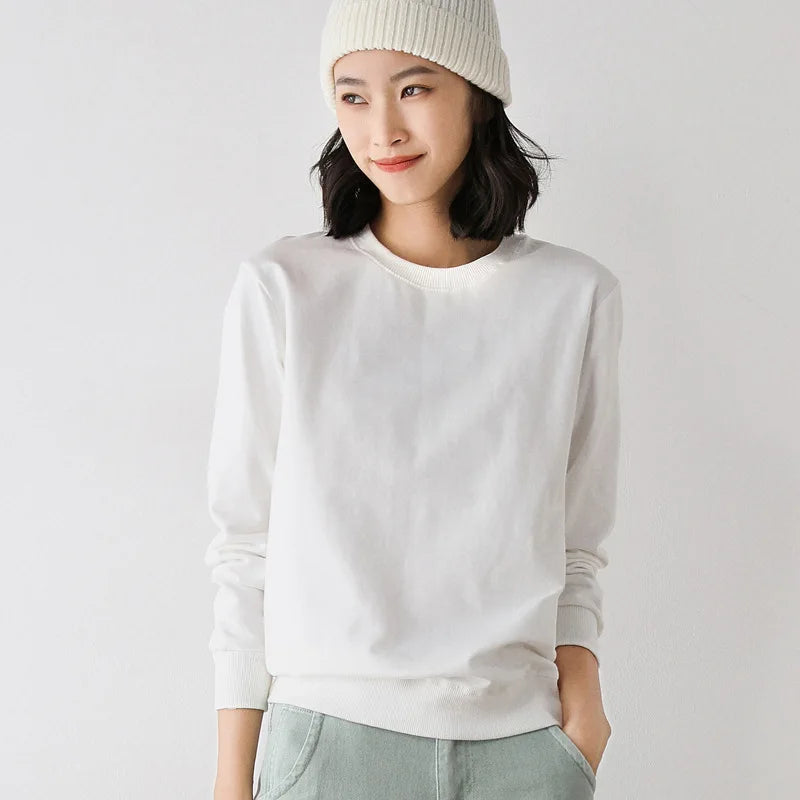 Women’s Style Cotton Sweatshirt, Loose O-Neck Pullover for Spring Autumn 2025