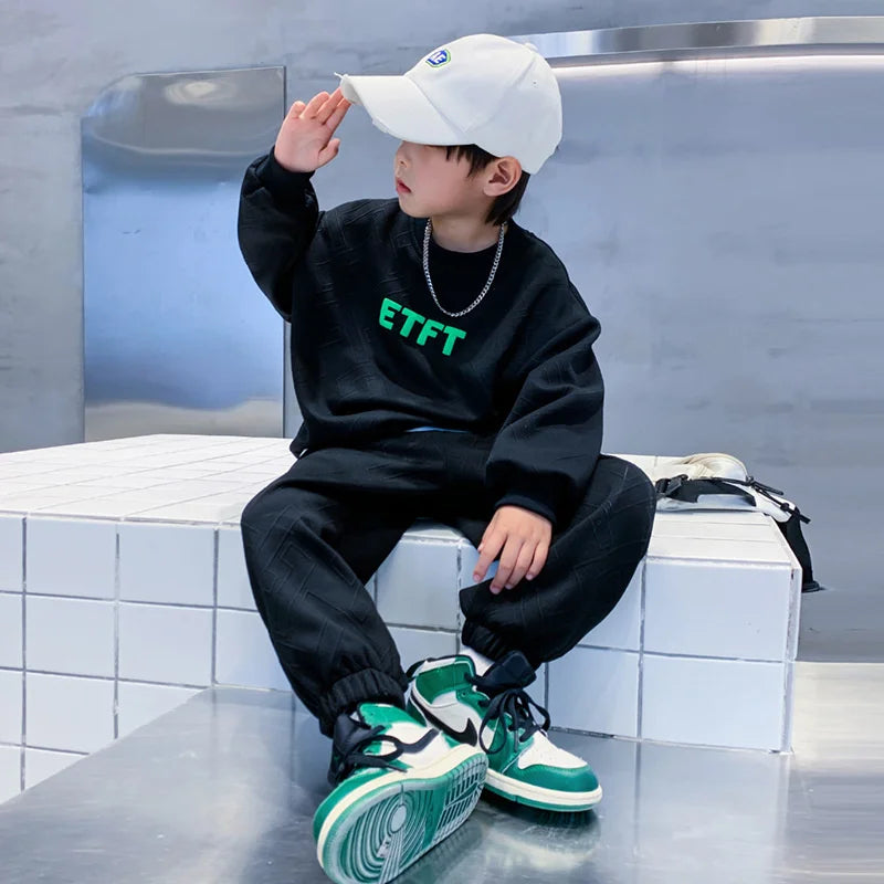 Boys 2-Piece Sweatshirt Set, Casual Autumn Spring Outfit with Top and Pants 2024