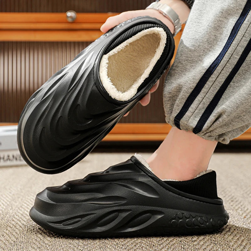 Men & Women Winter Slippers – Warm Velvet Heel, Non-Slip and Wear-Resistant Home Shoes