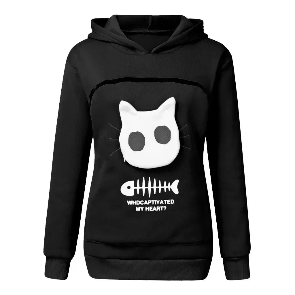 Unisex Winter Hoodie Sweatshirt with Animal Pouch, Breathable Pullover for Men Women