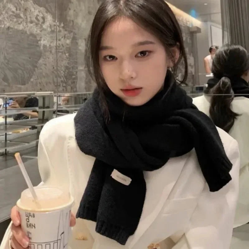 Unisex Winter Knitted Scarf – Warm Solid Color Neck Shawl Wrap