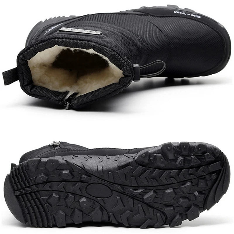 Unisex Winter Snow Boots, Waterproof Plush-Lined Anti-Slip Outdoor Cotton Ankle Shoes