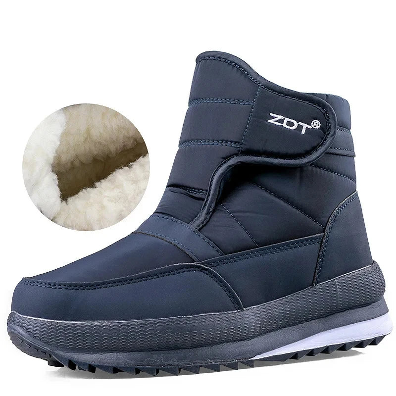 Men’s Winter High Boots, Zipper Snow Shoes Non-Slip Warm Velvet Outdoor Casual Footwear
