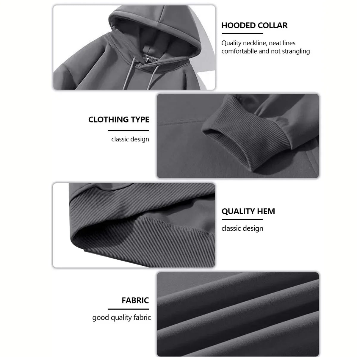 Slim Fit Hooded Sweatshirt for Men & Women, Comfortable Casual Autumn Winter Top