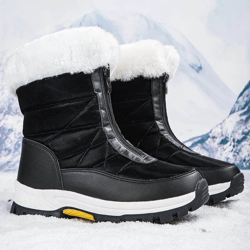 Women’s Winter Snow Boots, Thick-Soled Plush-Lined Waterproof High-Cut Outdoor Shoes