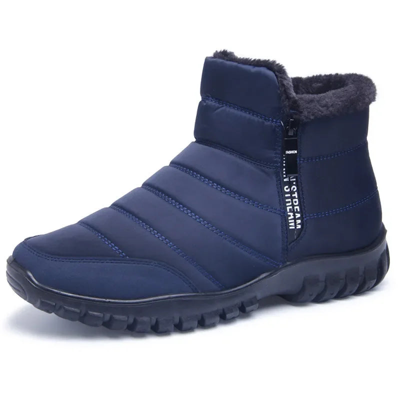 Men’s Winter Ankle Snow Boots, Waterproof Plush-Lined Non-Slip Casual Outdoor Shoes