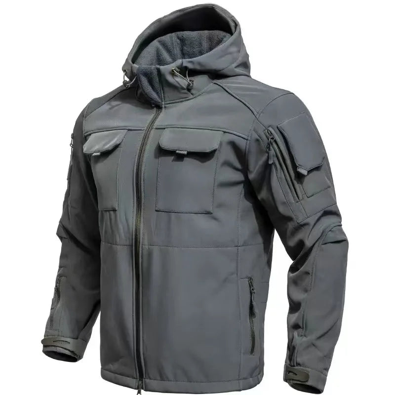 Men’s Winter Fleece Tactical Outdoor Jacket Hooded Warm Camping Hiking Hunting Coat