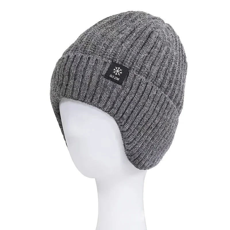 Men’s Winter Knitted Hat with Ear Protection – Warm Wool Beanie for Cold Weather