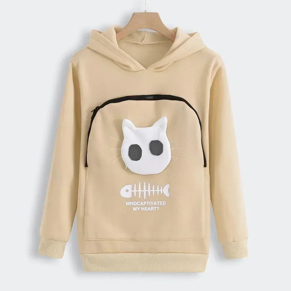 Unisex Winter Hoodie Sweatshirt with Animal Pouch, Breathable Pullover for Men Women