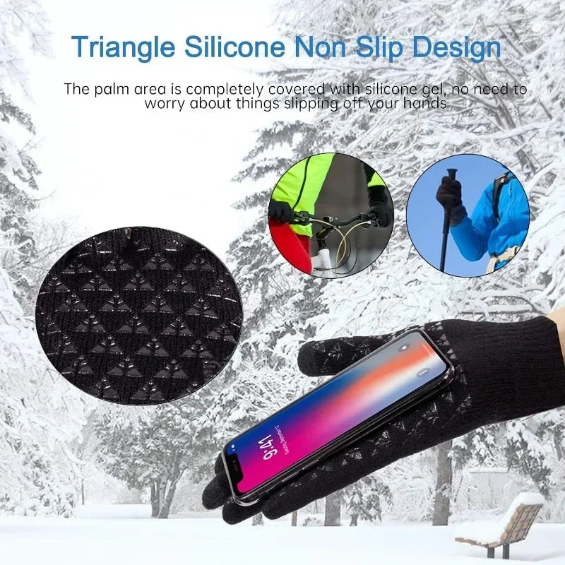 Unisex Winter Touchscreen Gloves – Warm, Knit, for Cycling, Running, and Driving