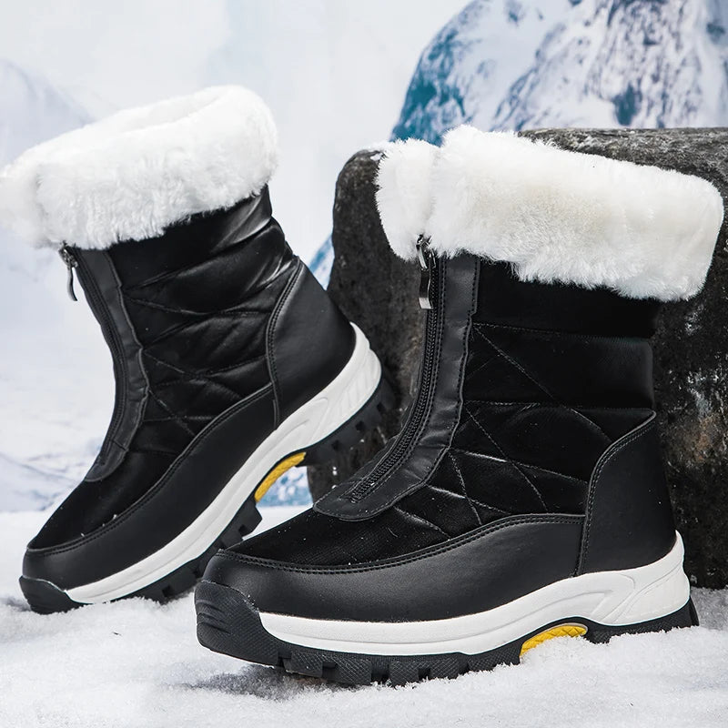 Women’s Winter Snow Boots, Thick-Soled Plush-Lined Waterproof High-Cut Outdoor Shoes