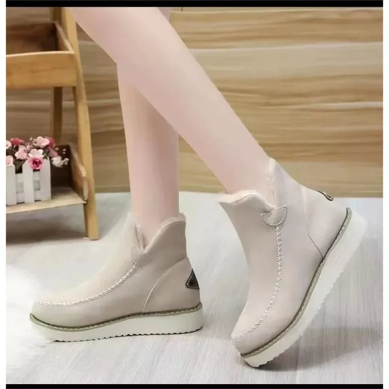Women’s Winter 2023 Snow Boots Warm Casual Ankle Slip-On Shoes for La
