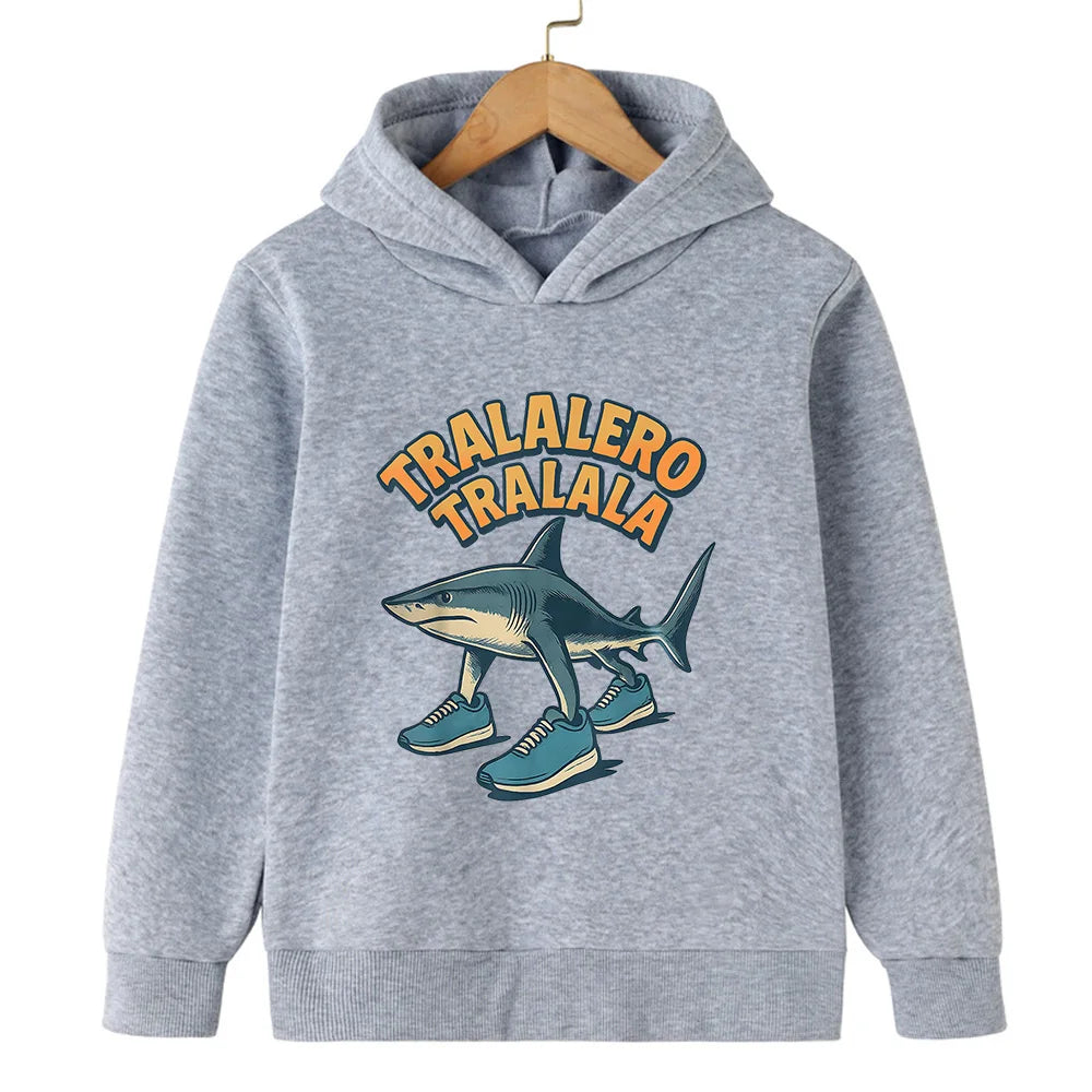 Kids’ Hooded Sweatshirt, Fun Italian Brainrot Character 2D Pullover for Autumn Winter